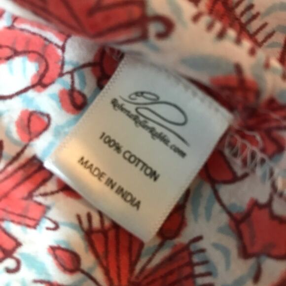 Roberta roller rabbit v neck pullover cotton tunic beaded size s 3/4 sleeve - Picture 5 of 10